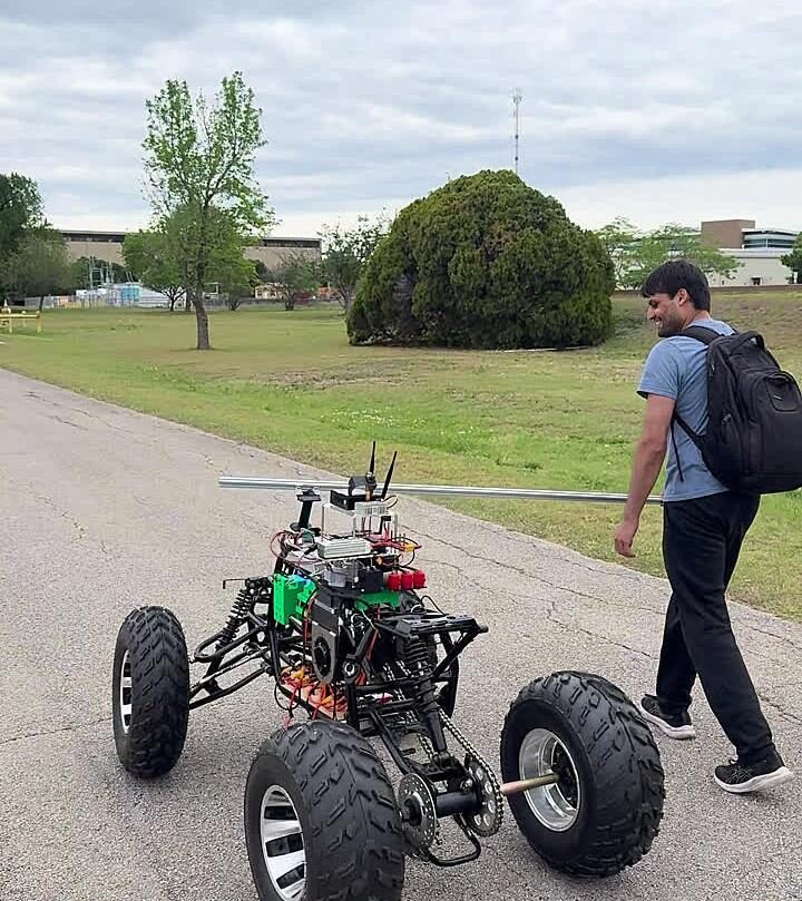 Ground test, walking the ATV chassis along a path
