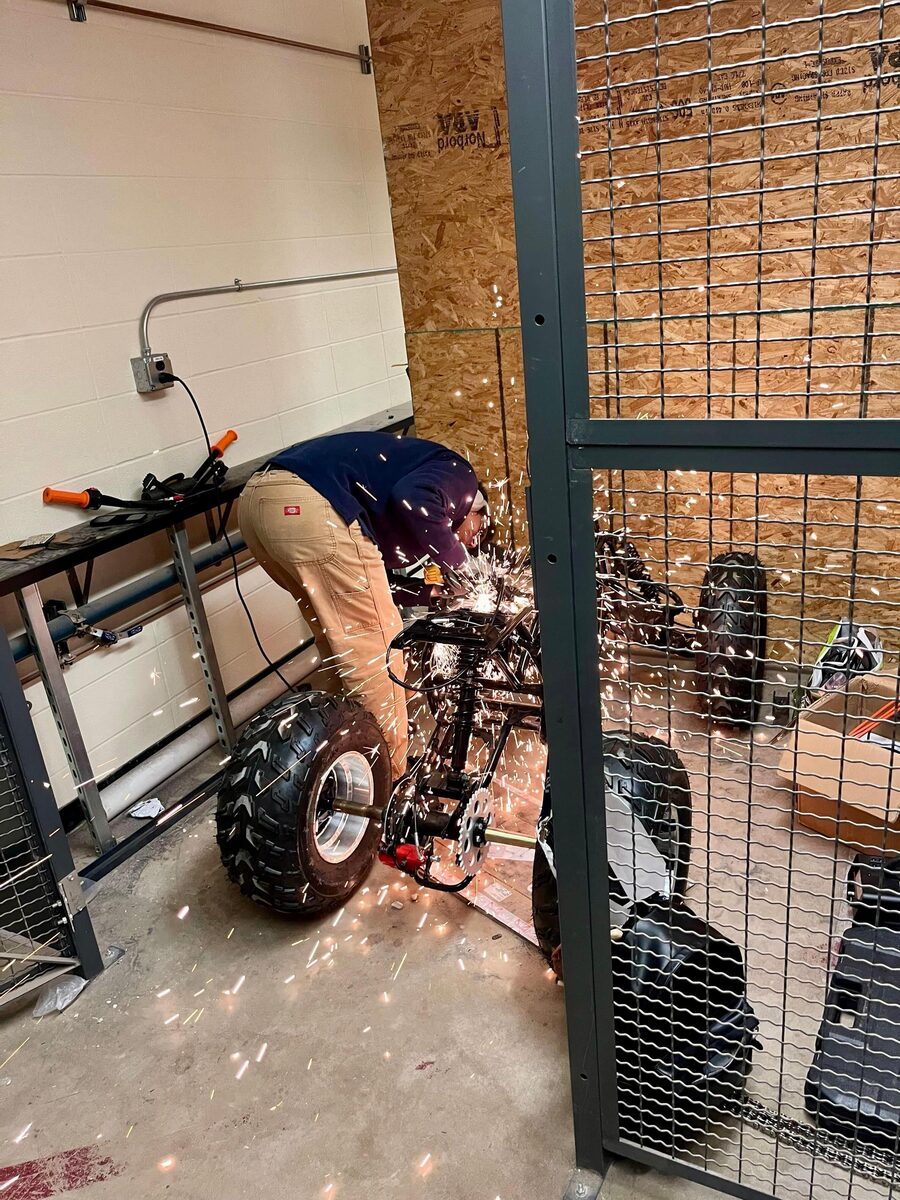 Welding the propeller cage frame