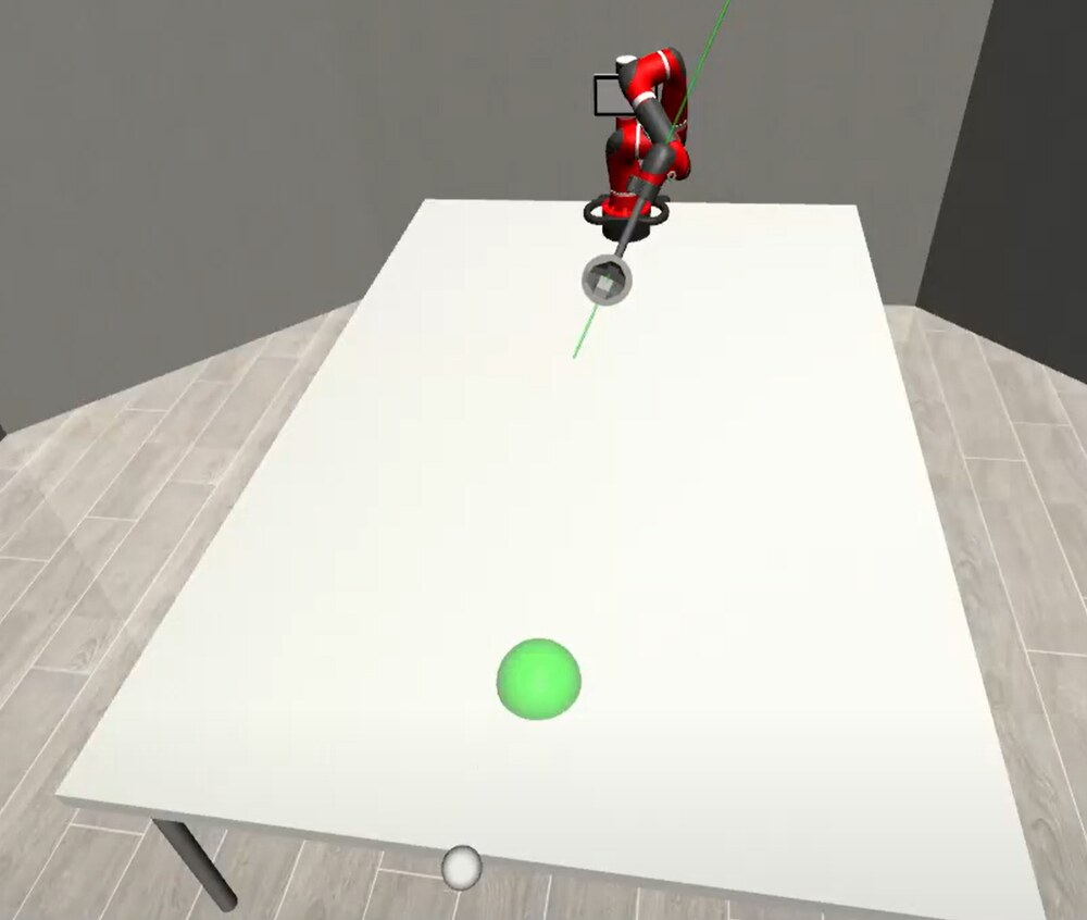 Screenshot of an unsuccessful demonstration, ball having rolled off the table